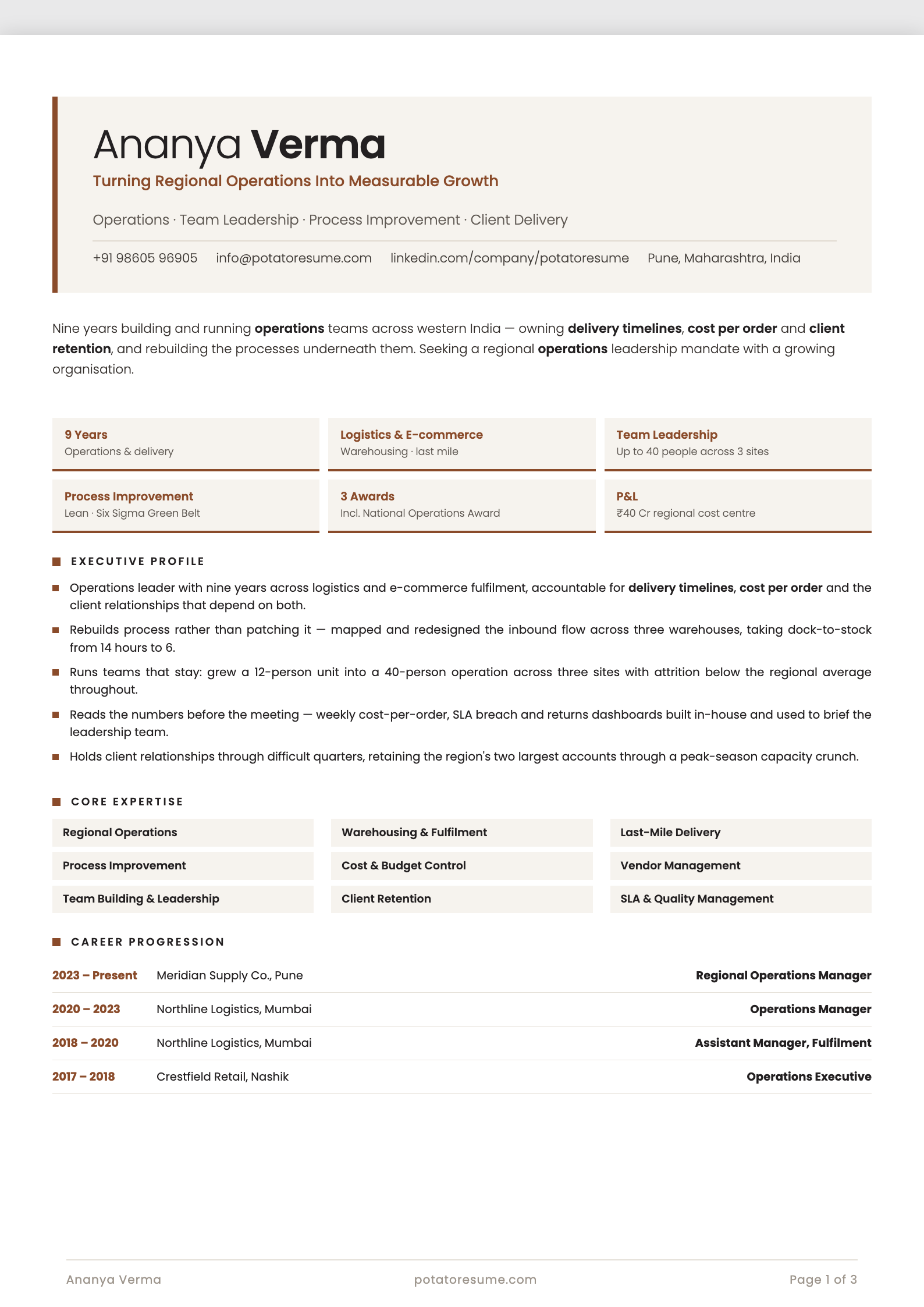 Stone Panel, White resume template — page one preview